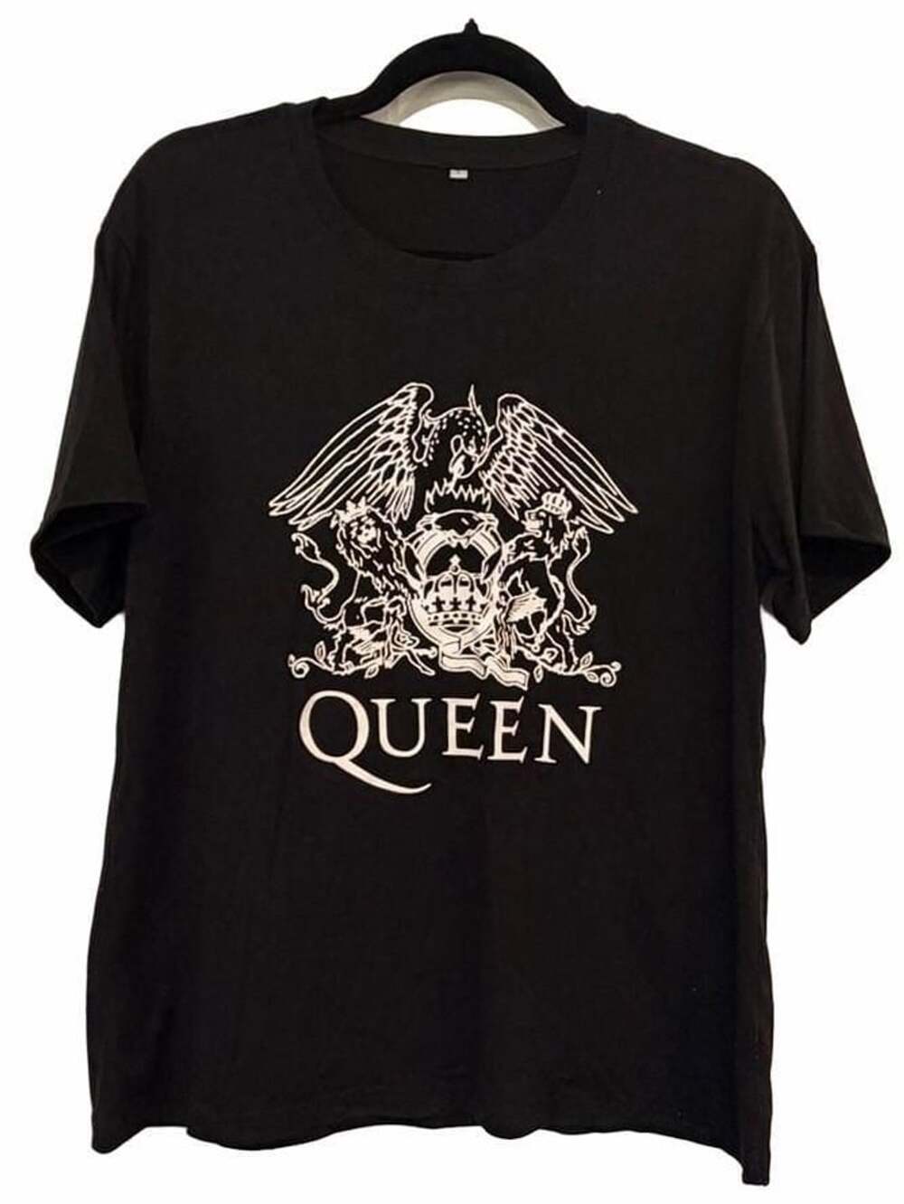 Queen Band Classic Crest Logo Graphic Tee Black T-Shirt